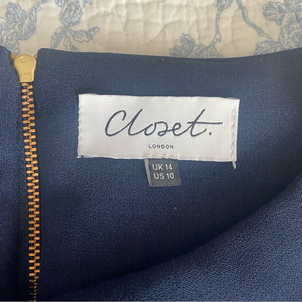 Closet London Navy and Cream Pleated Coastal Preppy Mini Dress Size 10 - Picture 4 of 11